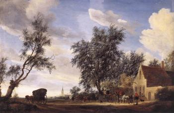 Salomon Van Ruysdael : Halt at an Inn